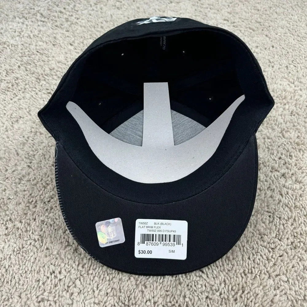 NFL Super Bowl XLV Hat Team Reebok S/M Flex Fit Black Silver North Texas Cap New